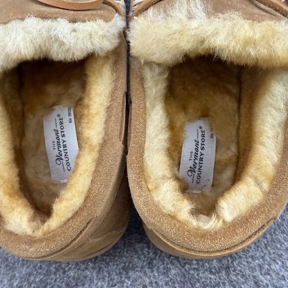 ✅Mens 8 Vermont Country Store Moccasin Slippers Australian Shearling Lined 72410 - Picture 3 of 13